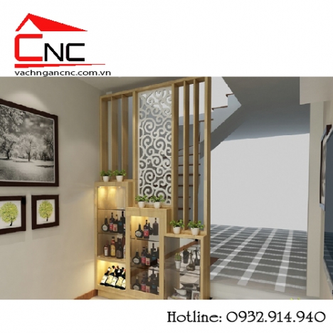 Nhà phố đẹp khi có vách ngăn hoa văn cầu thang cnc