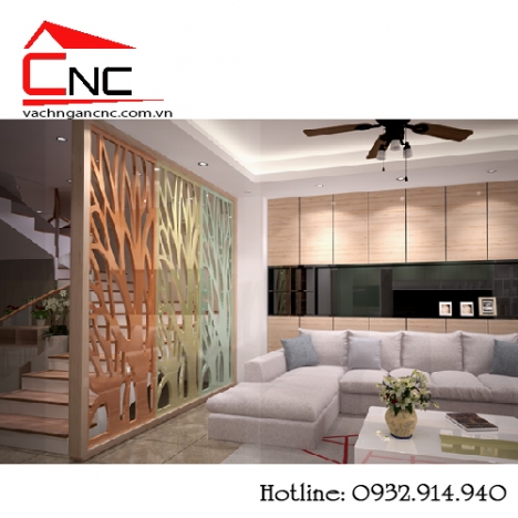 Nhà phố đẹp khi có vách ngăn hoa văn cầu thang cnc
