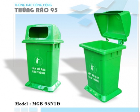 Thùng rác nhựa 60 lit có bánh xe dùng chứa rác sinh hoạt trong gia đình