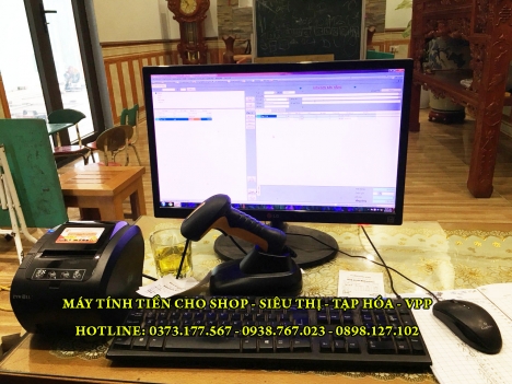 Máy tính tiền siêu thị mini và in mã vạch