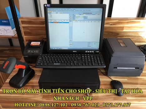 Máy tính tiền siêu thị mini và in mã vạch