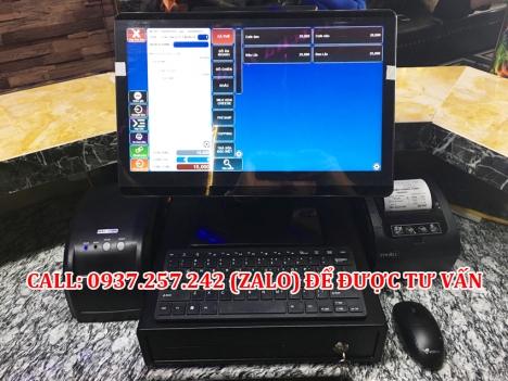 Lắp đặt bộ máy tính tiền cảm ứng cho trà sữa tại Thái Bình