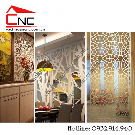 Mẫu vách ngăn gỗ phòng khách trang trí cnc đẹp tại Tân Bình