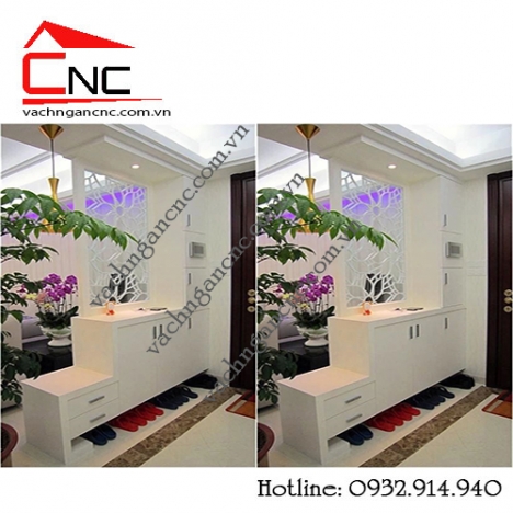 Mẫu vách ngăn gỗ phòng khách trang trí cnc đẹp tại Tân Bình