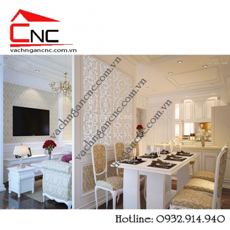 Mẫu vách ngăn gỗ phòng khách trang trí cnc đẹp tại Tân Bình