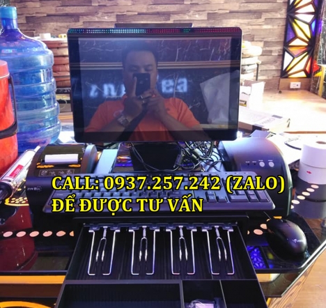 Lắp đặt bộ máy tính tiền cảm ứng cho trà sữa tại Bình Thuận