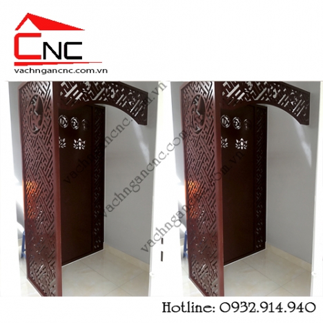 Những tấm vách ngăn gỗ giữa phòng khách và phòng thờ mẫu đẹp