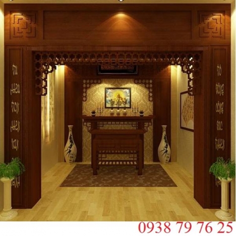 Tài lộc may mắn_mẫu vách ngăn phòng bàn thờ đẹp cho nhà nhỏ