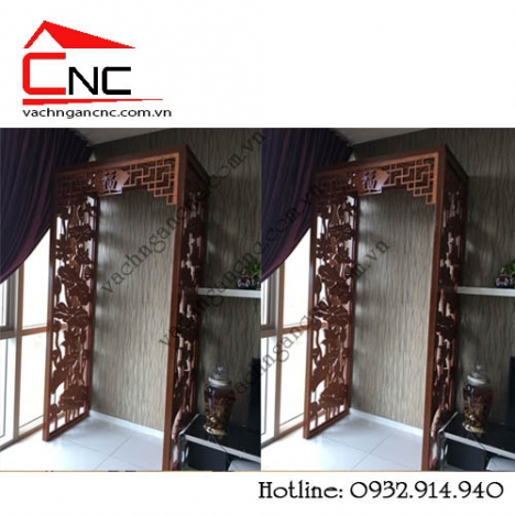 Những tấm vách ngăn gỗ giữa phòng khách và phòng thờ mẫu đẹp
