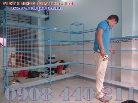 Quầy kệ trưng bày,kệ sắt tháo ráp,giá kệ không gắn ốc vít VCP