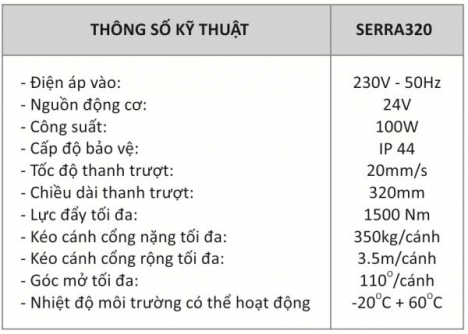 Motor cổng tay đòn SERRA 320 chính hãng GIBIDI (made in Italy)