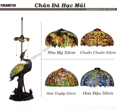Đèn Bàn Tiffany Hạc Nho Cao Cấp