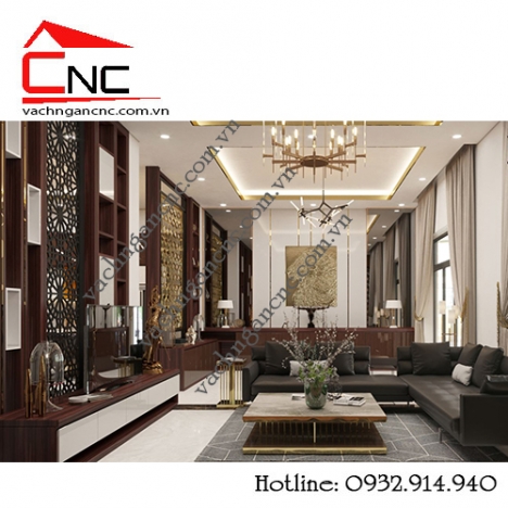 Tổng hợp mẫu vách ngăn tủ kệ gỗ trang trí phòng khách đẹp