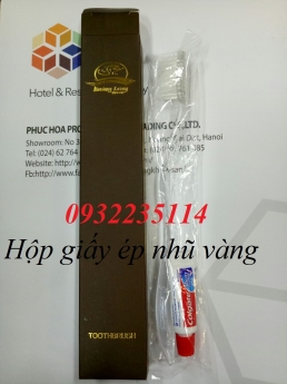 Bộ amenities ép nhũ, amenities cao cấp khách sạn