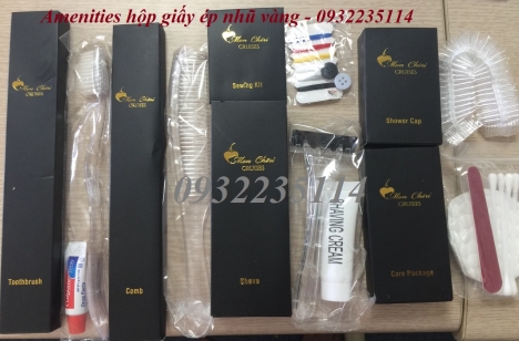 Bộ amenities ép nhũ, amenities cao cấp khách sạn