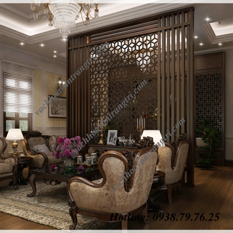 Những mẫu vách ngăn phòng khách và bàn thờ cắt cnc