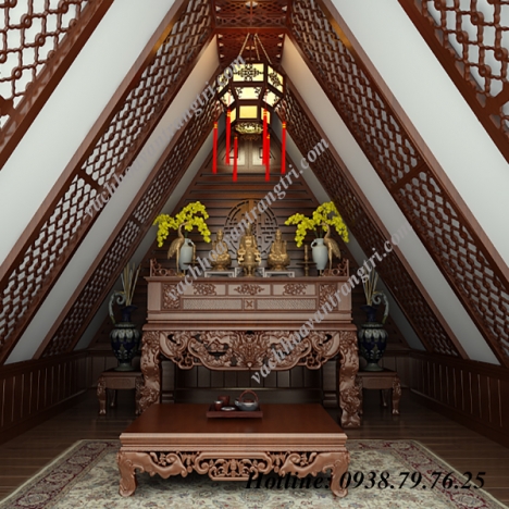 Những mẫu vách ngăn phòng khách và bàn thờ cắt cnc