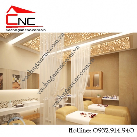Thiết kế spa tphcm bằng vách ngăn cnc trang trí mẫu đẹp