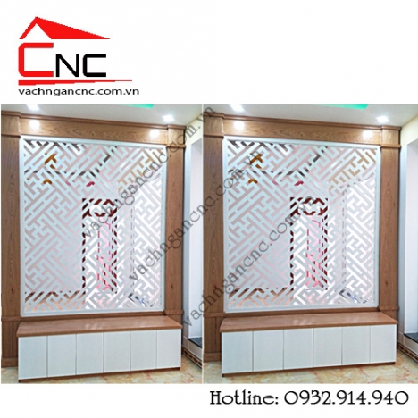 Chung cư đẹp khi có vách ngăn cnc và kệ tủ trang trí hoa văn