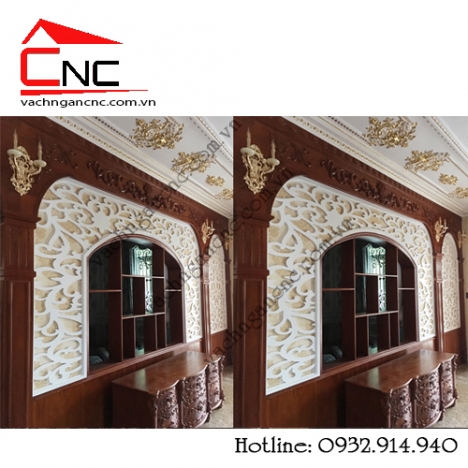 Vách ngăn cnc gỗ trang trí nội thất ở Nguyễn Văn Bứa, Hoocmon