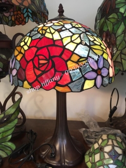 Đèn Bàn Tiffany 12 inch Hoa Hồng