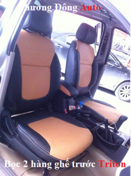 Bọc ghế da thật công nghiệp Mitsubishi Triton | Pha màu đen da bò