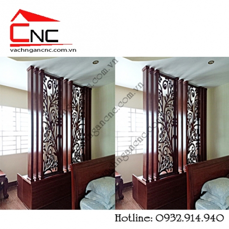 Gây sốt ngành nội thất với vách ngăn tủ kệ + lam gỗ cnc đẹp