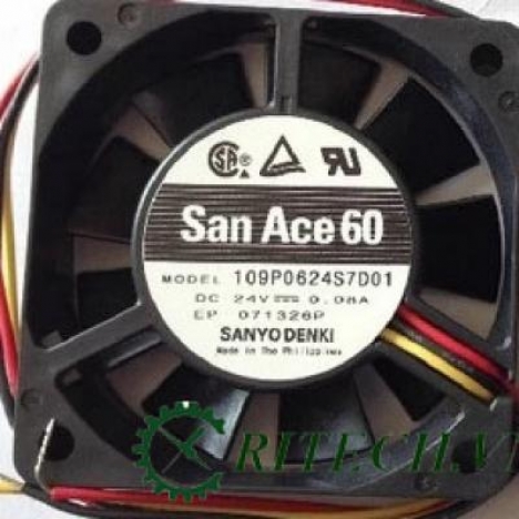 QUẠT SANACE60 MODEL 109P0624S7D03 ĐIỆN ÁP 24V DC KÍCH THƯỚC 60×60×15MM