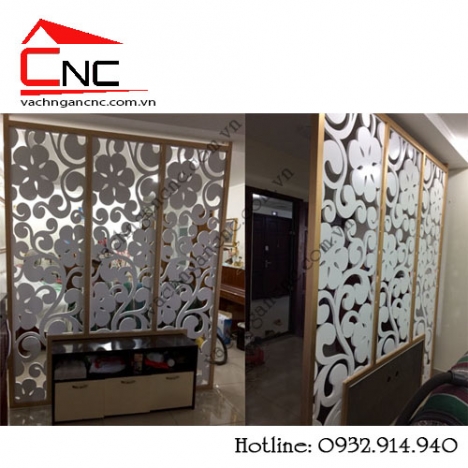 Ăn gian diện tích với vách ngăn phòng khách trang trí cnc bằng gỗ