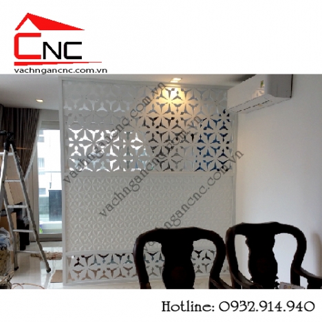 Ăn gian diện tích với vách ngăn phòng khách trang trí cnc bằng gỗ
