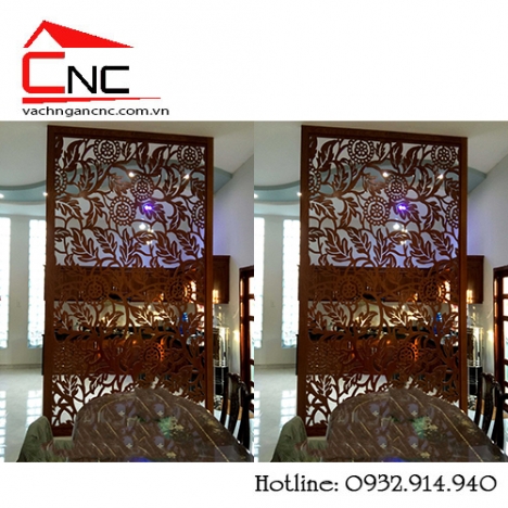 Ăn gian diện tích với vách ngăn phòng khách trang trí cnc bằng gỗ