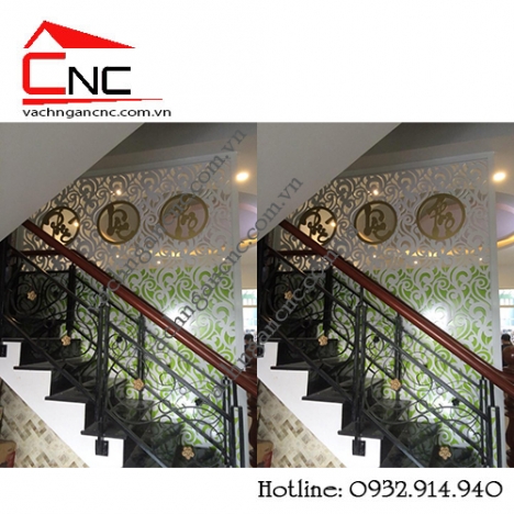 Thiết kế vách ngăn gỗ cnc cho cầu thang giật cấp