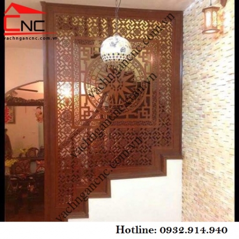 Thiết kế vách ngăn gỗ cnc cho cầu thang giật cấp