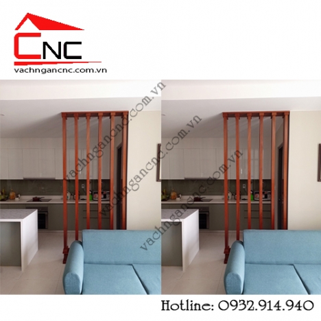 Nội thất nhà xinh từ lam trang trí, vách ngăn cầu thang bằng gỗ