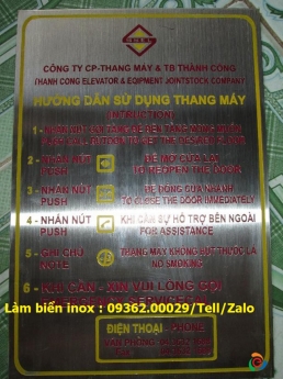 Biển hướng dẫn sử dụng thang máy bằng mica, inox