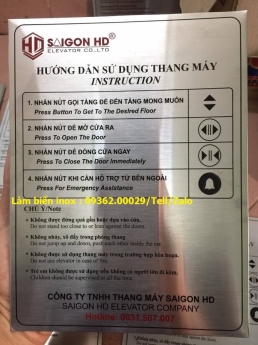 Biển hướng dẫn sử dụng thang máy bằng mica, inox