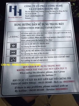Biển hướng dẫn sử dụng thang máy bằng mica, inox
