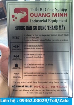 Biển hướng dẫn sử dụng thang máy bằng mica, inox