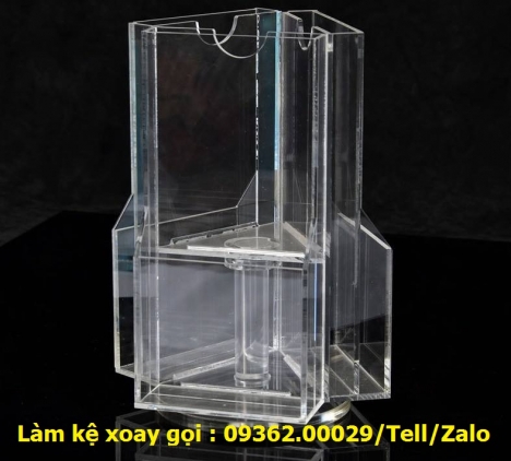 Sản phẩm khay mica đựng tờ rơi, kệ xoay mica 3 mặt