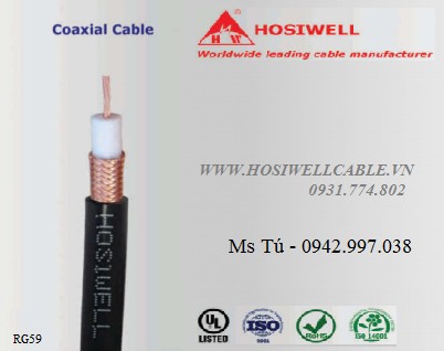 Cáp đồng trục sợi mềm RG59 (F-RG59/US) xuất xứ Thái Lan, đầy đủ CO, CQ