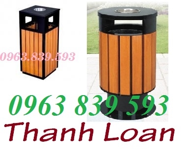 Thùng rác ngoài trời giả gỗ có gạt tàn - thùng rác ngoài trời nhập khẩu