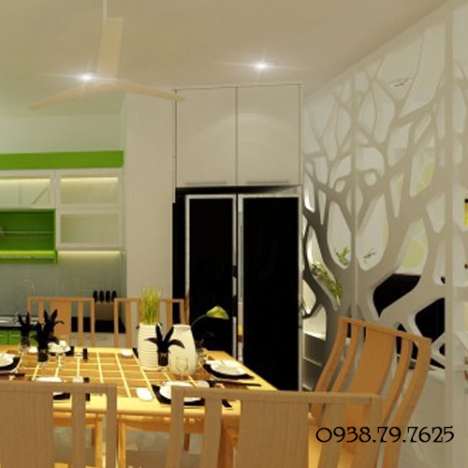 Công trình vách ngăn trang trí phòng bếp cnc đẹp tại Chung Cư Tara