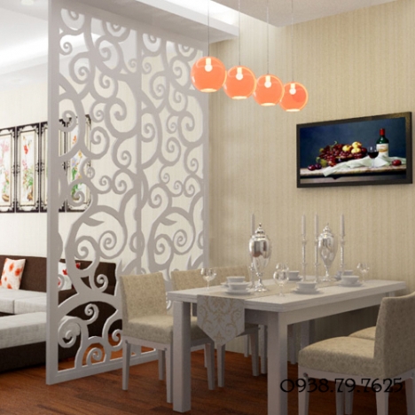 Công trình vách ngăn trang trí phòng bếp cnc đẹp tại Chung Cư Tara