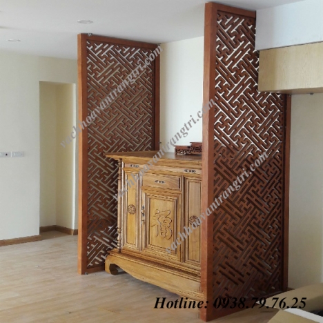 Mẫu vách ngăn bàn thờ giữa phòng khách cắt cnc đẹp độc lạ