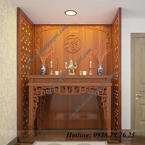 Mẫu vách ngăn bàn thờ giữa phòng khách cắt cnc đẹp độc lạ