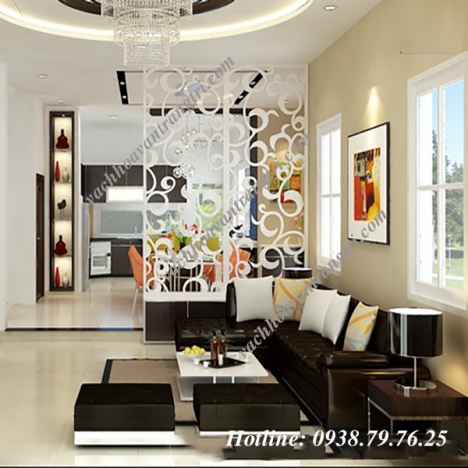 Hiện đại với vách ngăn trang trí phòng khách và bếp đẹp