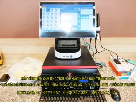 Máy tính tiền cảm ứng tích hợp máy in bill cho quán café – trà sữa giá cạnh tranh