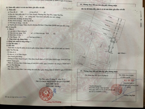 MT 55 đường Lê Thúc Hoạch dt 8*20, 2 sổ riêng, Khu sung, giá 19 tỷ
