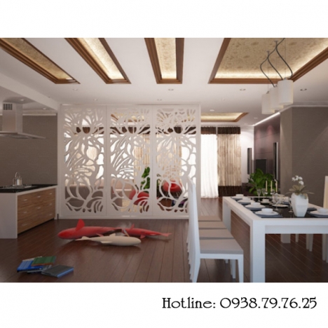 Chung cư phòng khách nên có vách ngăn cnc đẹp