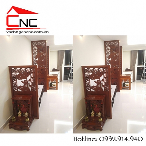 Mẫu vách ngăn cnc đẹp cho bàn thờ chung cư ZEN TOWER Q12